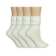 American Made Light Weight Cotton Slouch Knee High Socks with Grippers and Soft Heel and Toe White Color Socks Pack of 12 Pair Made in USA