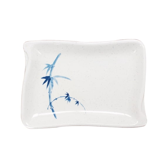 Excellante Blue bamboo melamine dinnerware collection 8 1/2" x 5 1/2" wave shape BBQ plate, comes in dozen