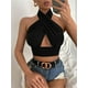 thumbnail image 3 of TxlixcChaleco de verano femenino, cuello de tirante cruzado de color sólido sin espalda, para niñas, 4 colores Txlixc  moda, 3 of 7