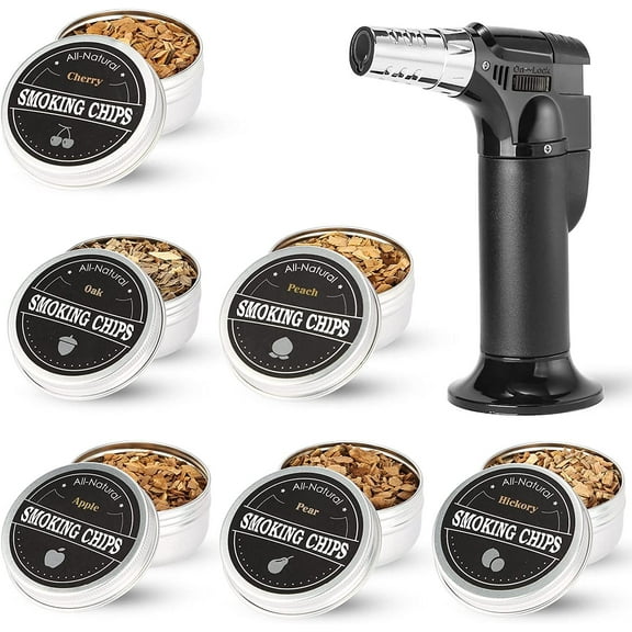 Dayup Cocktail Smoker Kit with Torch, 30 Pieces Wood Chips for Whiskey Infuser