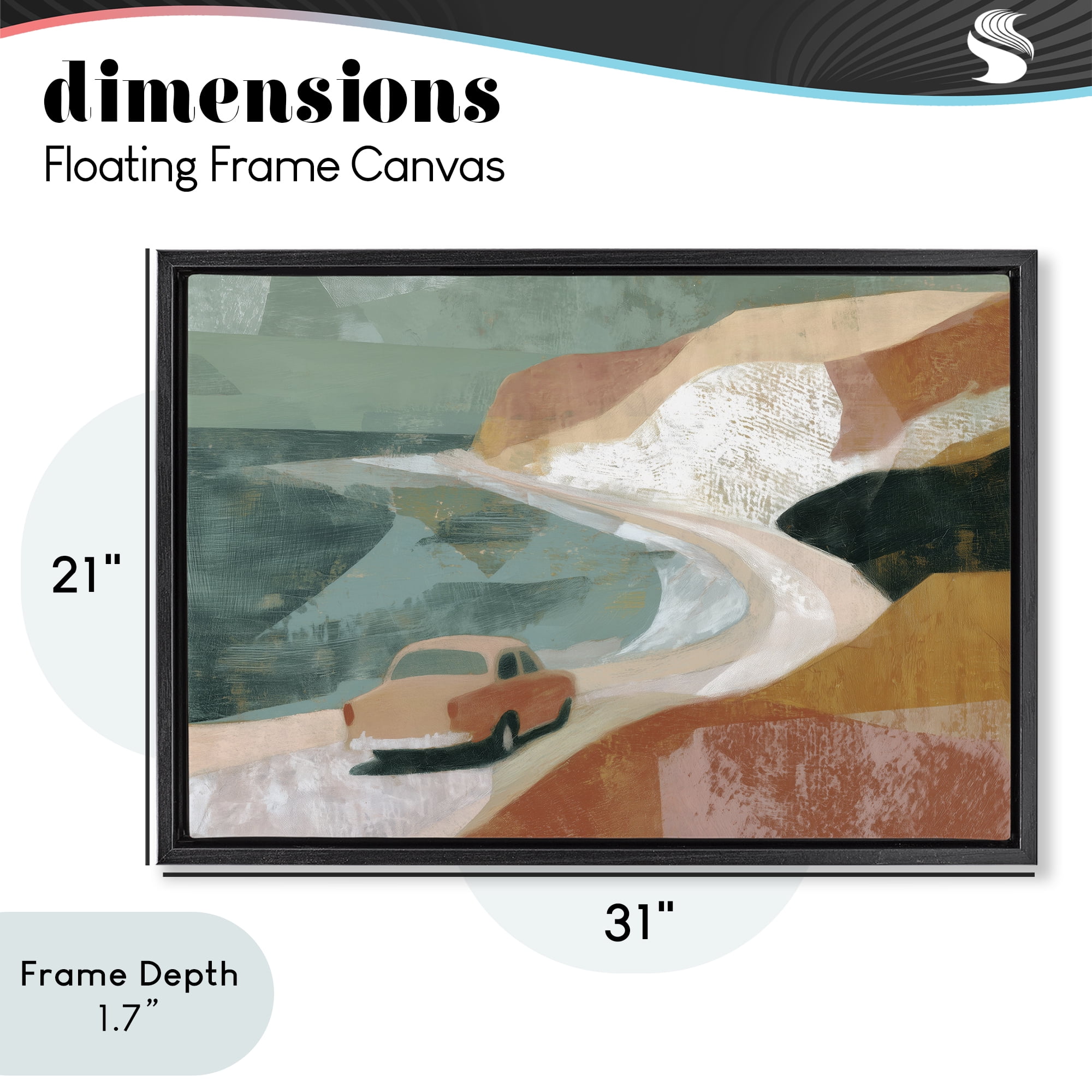 Stupell Industries Classic Car on Coastal Highway Black Framed Floater Canvas Wall Art, design by Chromatic Storm Studio