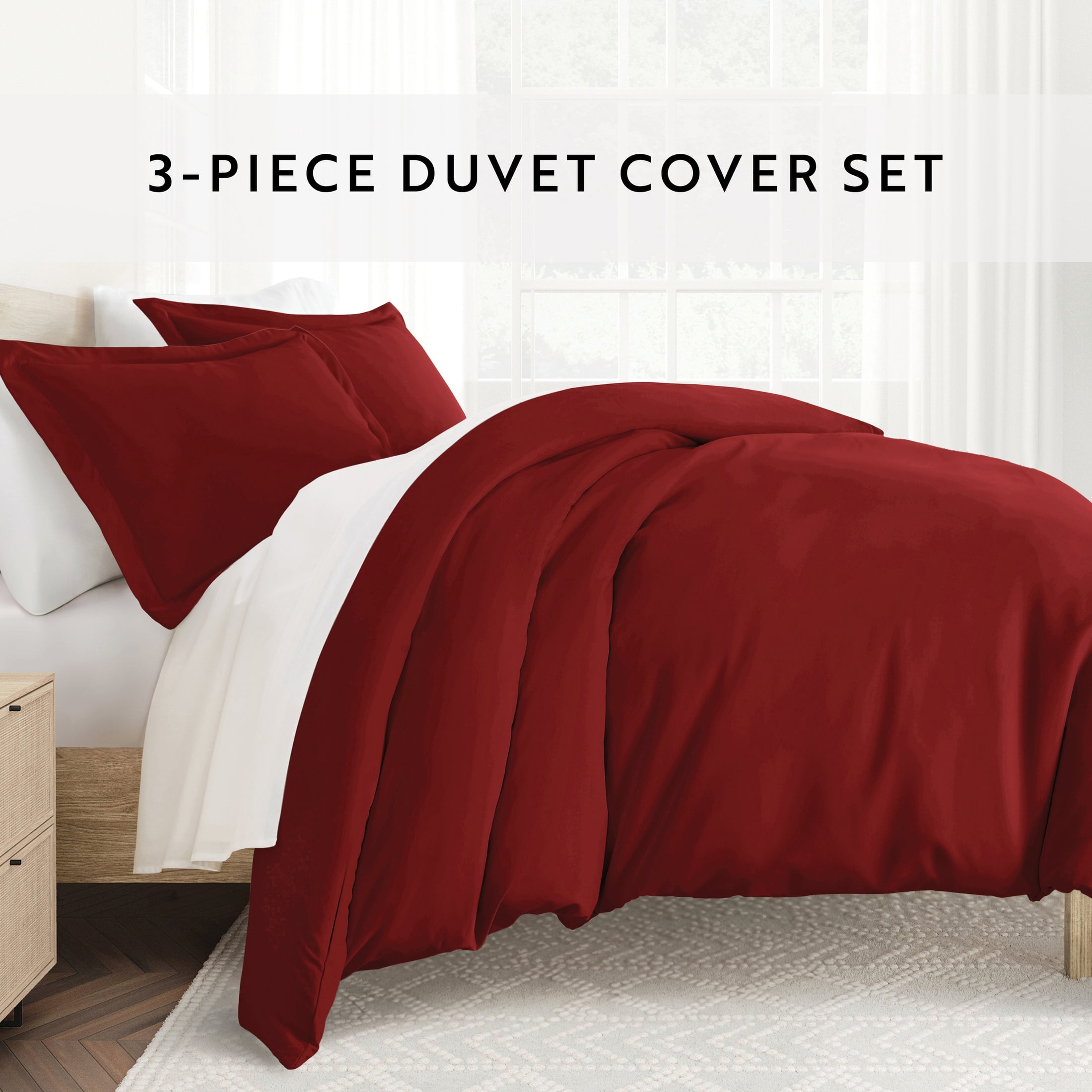 Noble Linens 2-Piece Burgundy Duvet Cover Set, Twin/Twin XL