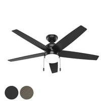 Restored Hunter Fan 52 inch Matte Black Indoor Ceiling Fan with Light and Pull Chain for Bedroom, Kitchen, Living Room (Refurbished)