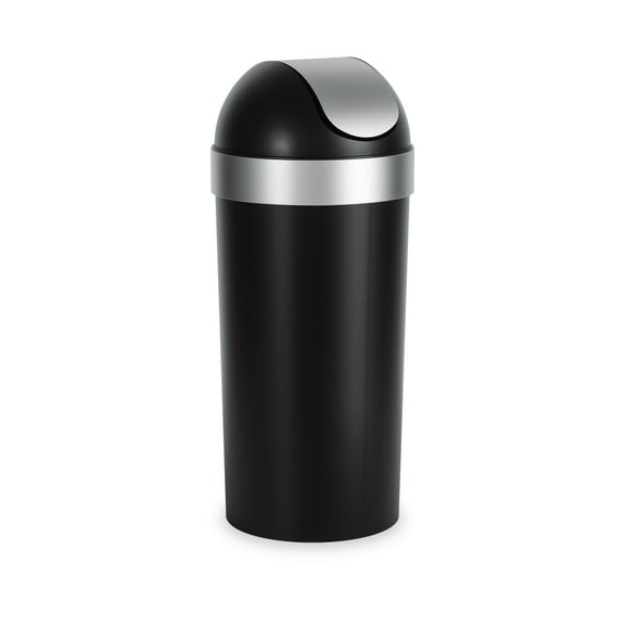 Umbra 16 gal Venti Plastic Swing Top Lid Kitchen Trash Can, Black