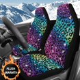 thumbnail image 2 of Binienty Colorful Leopard Print Auto Front Seat Covers 2 Pack Soft Fluffy High Back Car Bucket Seat Cover Plush Comfortable Auto Accessories, Easy to Install, 2 of 8