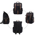 thumbnail image 2 of Kattee Men&rsquo;s Leather Canvas Backpack Large School Bag Travel Rucksack Black, 2 of 7