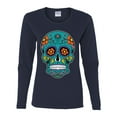 thumbnail image 2 of Wild Bobby Day Of The Dead Sugar Skull Pop Culture Women Graphic Long Sleeve Tee, Navy, X-Large, 2 of 5