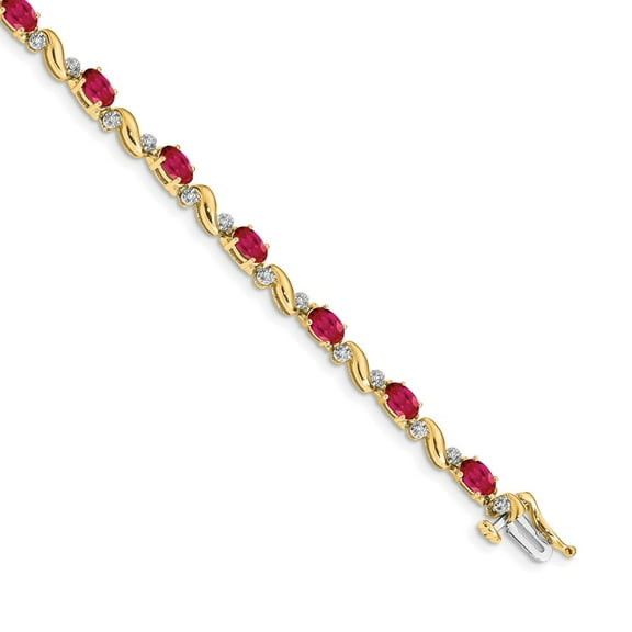 Primal Gold 14 Karat Yellow Gold Diamond and Ruby Bracelet