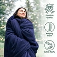 thumbnail image 3 of American Soft Linen Fleece Blanket Queen Size 85x90 - Cozy, Durable & Lightweight for Bed, Couch, and All-Season Comfort, Navy Blue, 3 of 8