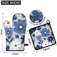thumbnail image 6 of Blue Pioneer Flower Kitchen Oven Mitt and Pot Holder Sets 4 Pcs for Baking, Cooking and Grilling, Heat Resistant Up To 392 °F, 6 of 7