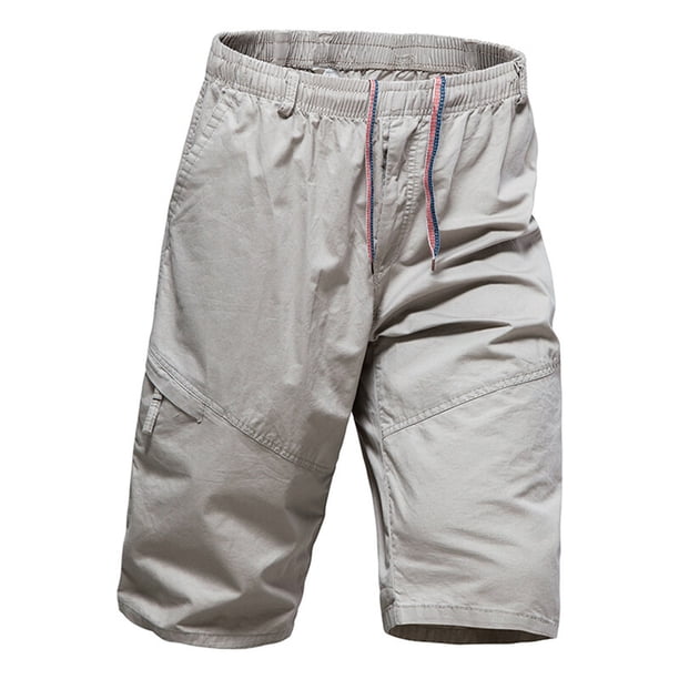 pstuiky Abreviatura para hombres, Pantalones cortos cargo elásticos para hombre, informales, con cordón ajustable, clásicos, de verano, con múltiples bolsillos con cremallera.