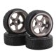 thumbnail image 1 of 4 piezas de neumáticos de plástico negro y llantas de 5 radios para coche de carretera RC1:10, 1 of 5
