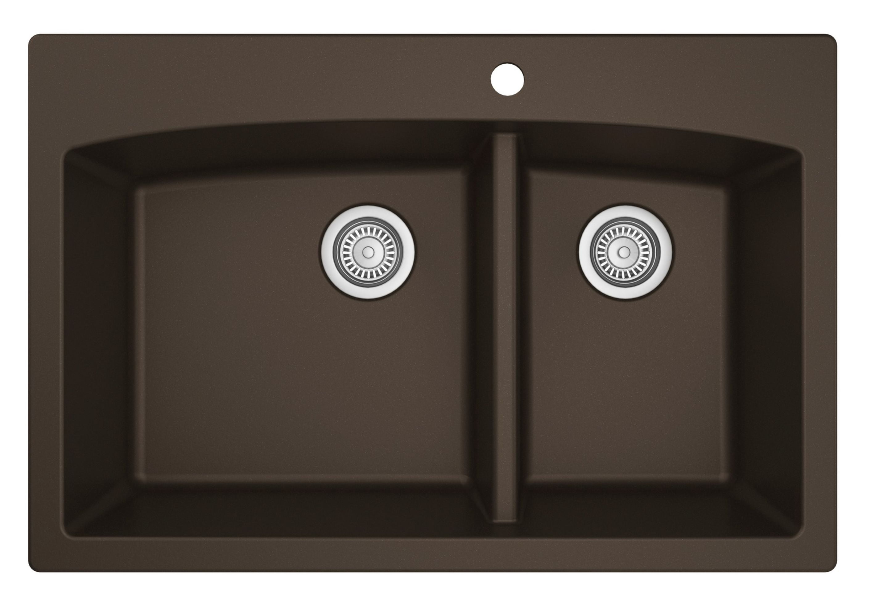 Karran QT-711 Drop-In Brown Quartz Composite 33 in. 1-Hole 60/40 Double Bowl Kitchen Sink