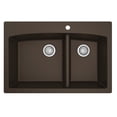 thumbnail image 2 of Karran QT-711 Drop-In Brown Quartz Composite 33 in. 1-Hole 60/40 Double Bowl Kitchen Sink, 2 of 12