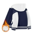 thumbnail image 2 of Qopobobo Baseball Jackets Boys Little Boy Girl Coat Winter Windproof Baseball Jacket Varsity Letter Button Down With Pocket Coat Fall Winter Bomber Vintage Jacket Size for 3-4 Years,Navy, 2 of 4