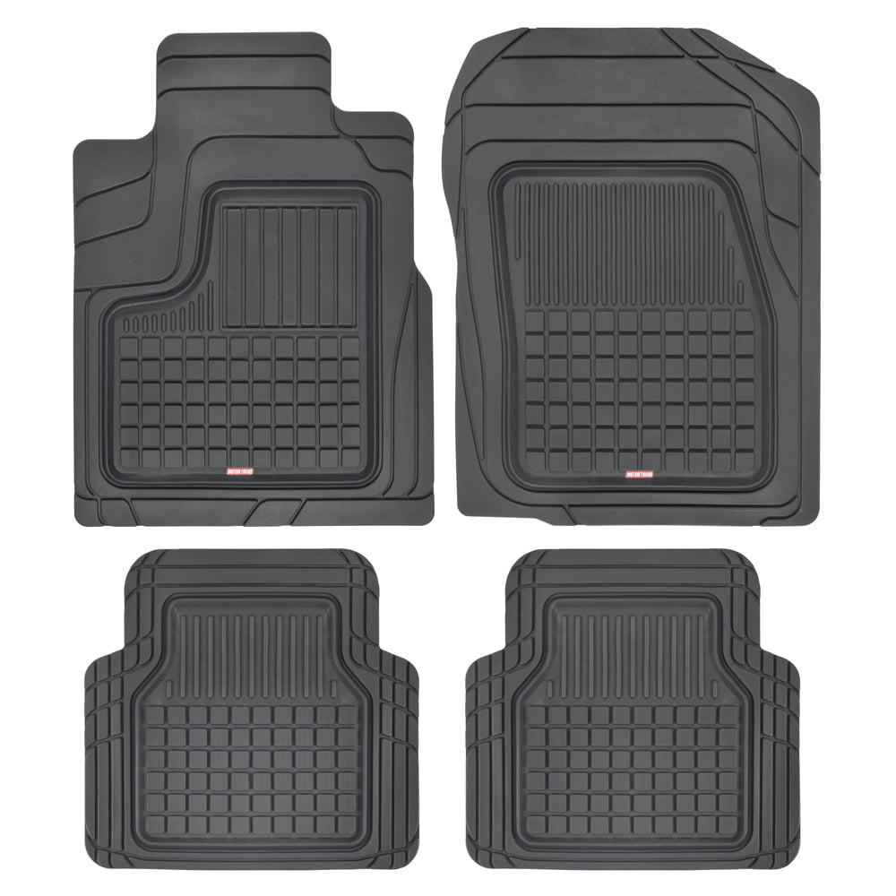 Car Floor Mats for Auto 4pc Carpet Semi Custom Fit Heavy Duty Heel Pad Charcoal 