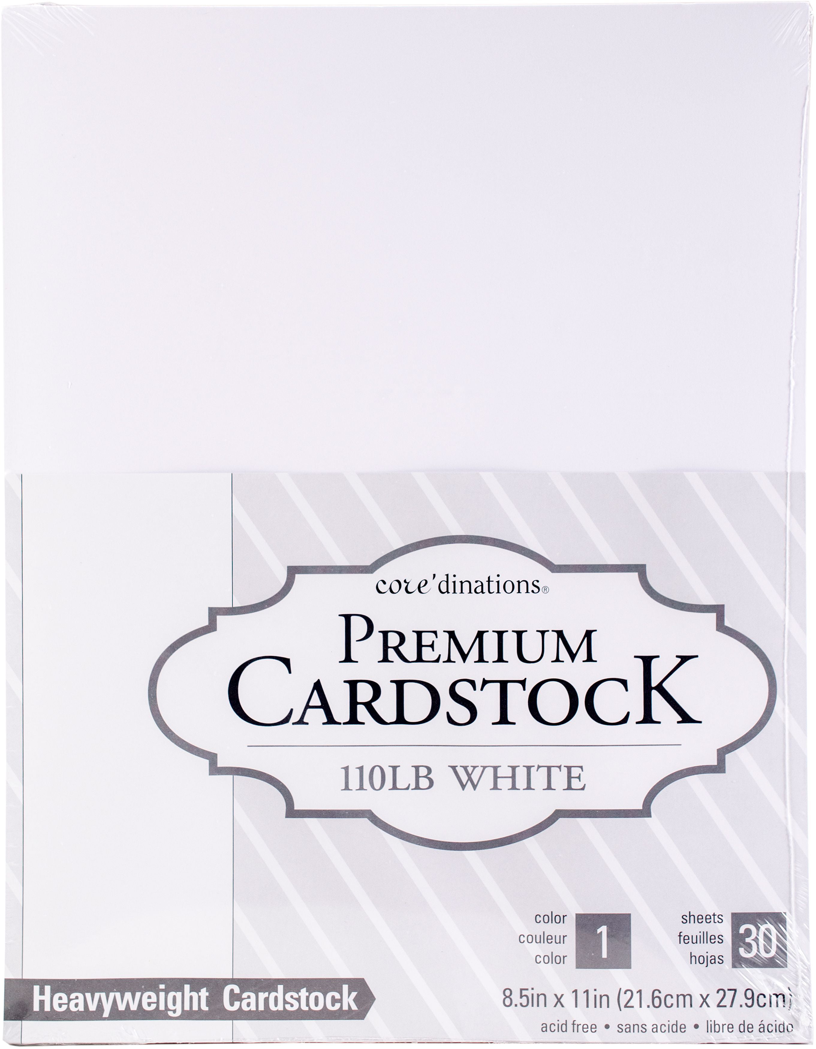 American Crafts Coredinations 8.5 x 11 Inch 110 lb Paper Value Pack 25 Sheets White 