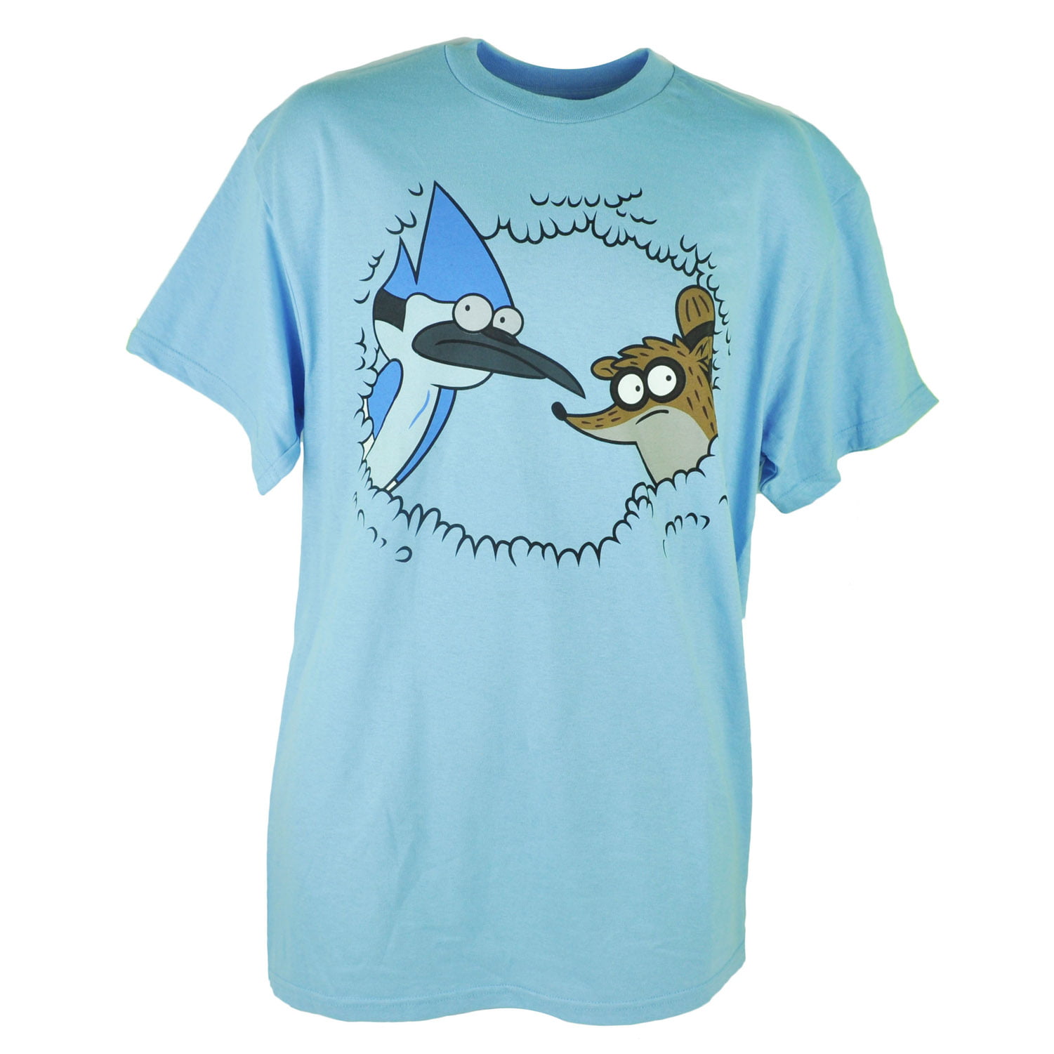 Cartoon Network Regular Show Mordecai Rigby Bush Hiding Blue Tshirt Tee  2XLarge 