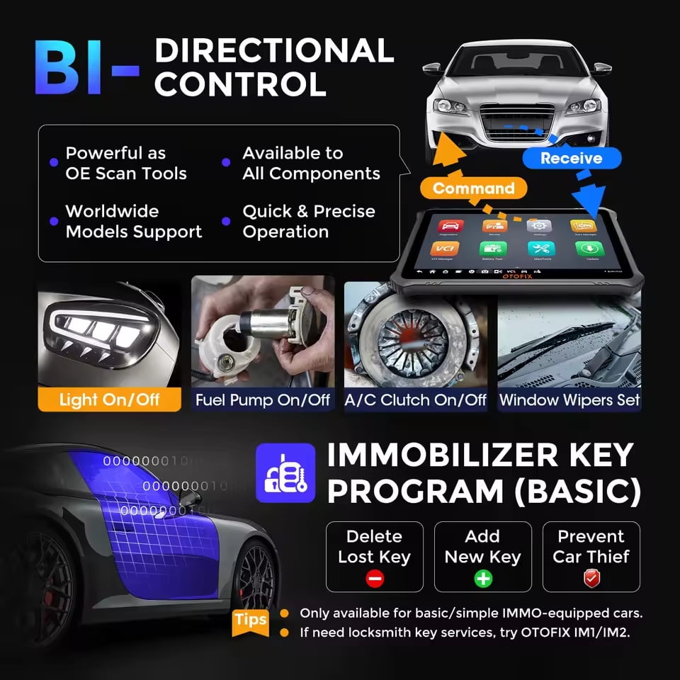 OTOFIX D1 Max Diagnostic Scanner Bi-Directional Bluetooth Scan Tool ECU Coding OBD2 Diagnostic Tools 2 Year Free Update