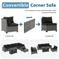 thumbnail image 5 of JOIVI 7 Pieces Wicker Patio Furniture Set 5-Seat Outdoor Conversation Set with 45-Inch Fire Pit Table, 8'' Wide Armrest Modular Rattan Outdoor Sectional Sofa Set, Black, 5 of 12