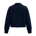 thumbnail image 7 of PRINxy Women's Long Sleeve Notch Lapel Full Zip Cropped Jacket with Faux Suede and Chest Pockets for Fall Winter Casual Navy S, 7 of 7