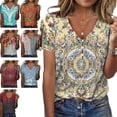 thumbnail image 1 of Blusa de mujer con botones, cuello en V, manga corta, hombros descubiertos, elegante, informal, Top para mujer para verano, 1 of 6