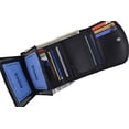 thumbnail image 4 of Women's Genuine Leather Compact Double ID Windows Credit Card Holder Wallet With Zippered Pocket by Moga (Black), 4 of 5