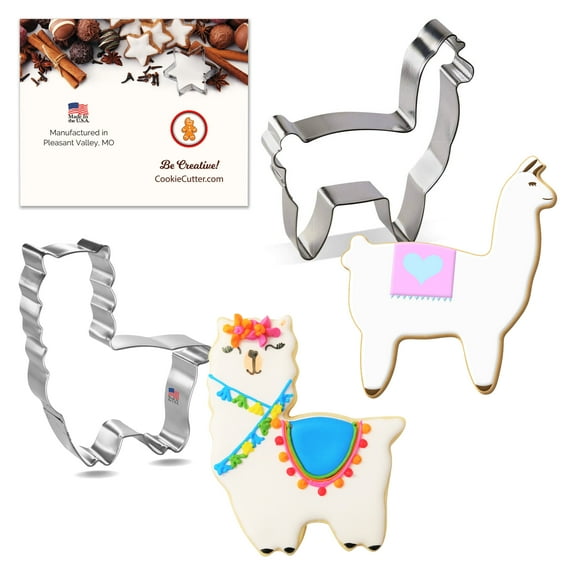 Alpaca and Llama Cookie Cutter Set 2 Pc - Foose Cookie Cutters - USA Tin Plated Steel