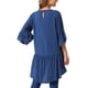 thumbnail image 3 of INSPIRAR CHIC Blusas Asimétricas de Mujer con Mangas de Campana 3/4, Cuello Redondo, Espalda con Abertura, Casual, con Volantes, Color Azul Oscuro, 3 of 6