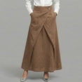 thumbnail image 2 of Summer Womens Skirts Linen High Waisted A-Line Maxi Skirt with Side Pockets for Work, 2 of 6