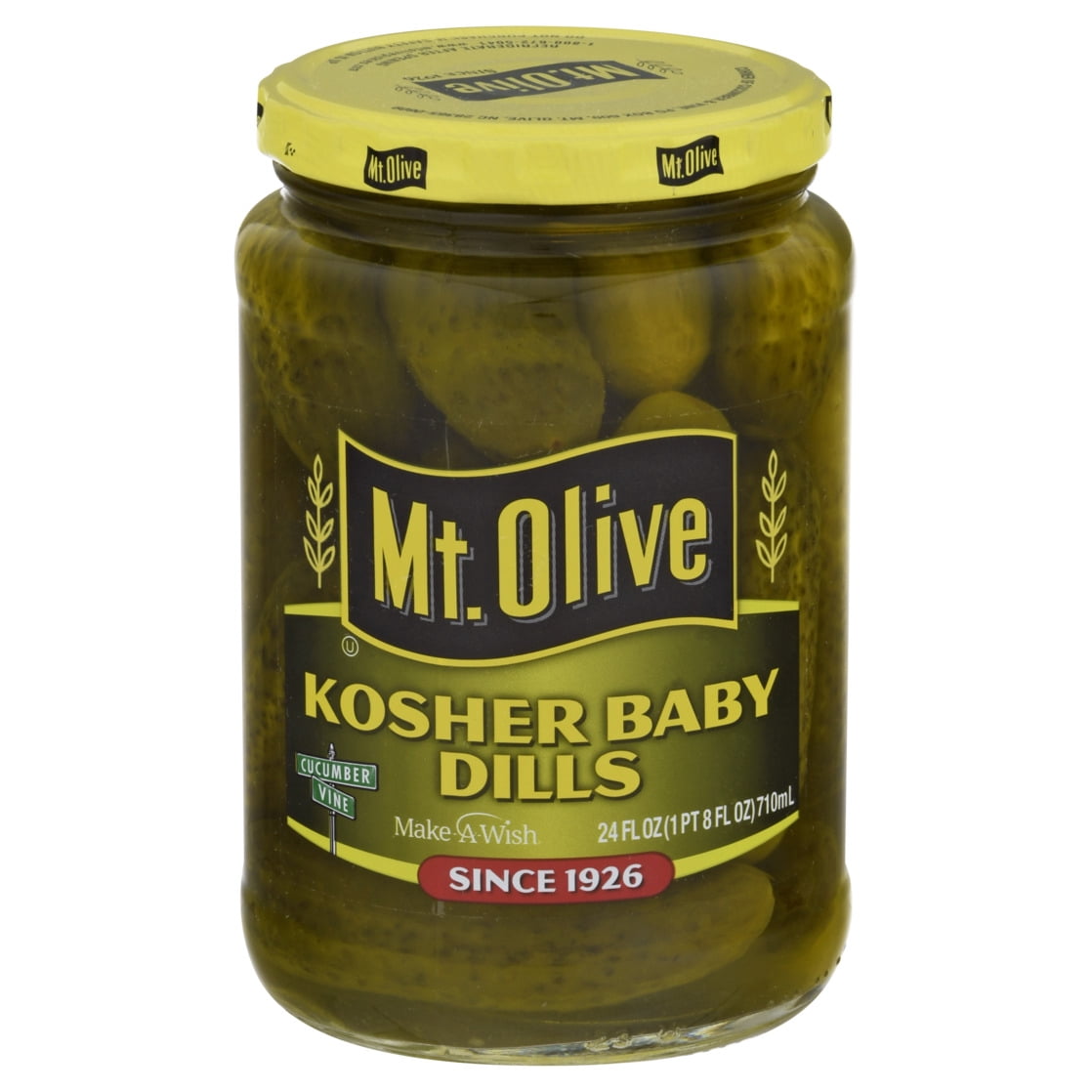 (3 pack) Mt. Olive Kosher Baby Dill Pickles, 24 fl oz Jar