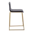 thumbnail image 3 of Mara 26" Contemporary Counter Stool In Gold Metal And Black Faux Leather - Set Of 2, 3 of 7