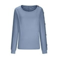 thumbnail image 5 of QLEICOM Women's Crewneck Casual Solid Long Sleeve Button Blouses Shirts Tops Light Blue XXL, US Size 12, 5 of 7