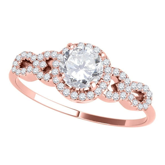 Aonejewelry 0.50 Ct Halo Diamond Engagement Ring 14K Solid Rose Gold