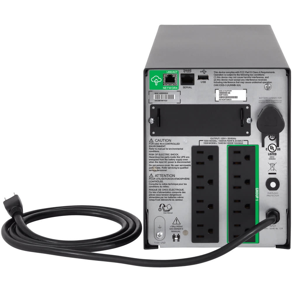 APC SMT1500C 1400VA Smart UPS LCD 120V with Remote Monitoring App