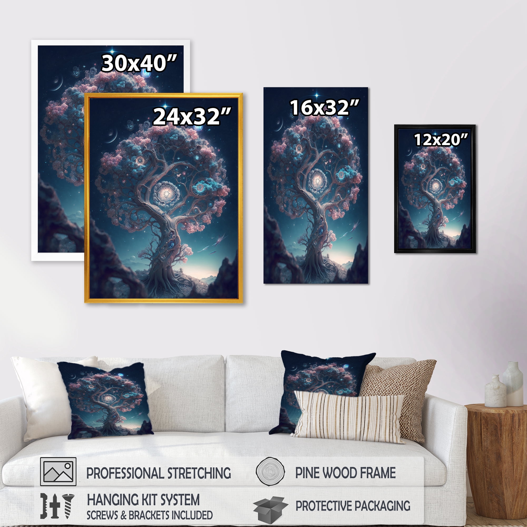 Designart Mistacle Tree In Space Canvas Wall Art