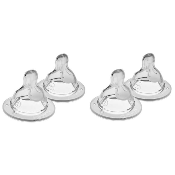 MAM Tétines de Biberon Débit Moyen Tétine Niveau 2 (Ensemble de 4), pour 2+ Mois, Tétines en Silicone SkinSoft pour Biberons, Convient à Tous les Biberons MAM