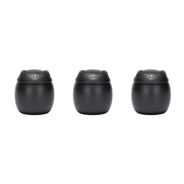 Toystoory Tarro De Té De Cerámica Amplia Aplicación Robusto Y Duradero Portátil A Prueba De Humedad Cerámica De Gran Capacidad Negro 500 Ml Type1 NO1