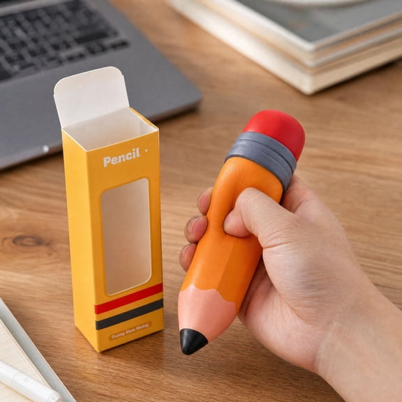 Pencil Squishy, Realistic School Supply Shape Squeeze Toy, Soft Slow Rising Sensory Toy, Novelty Gift For Birthday Party Favor Desk Decoration Home Travel Relaxation