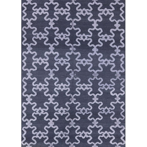 Ahgly Company Machine Washable Indoor Rectangle Industrial Modern Dark Blue Grey Blue Area Rugs, 2' x 5'