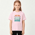 thumbnail image 2 of Book Lovers Girls Graphic Tee, Cute Just Girl Loves Reading 100% Cotton Kids Short Sleeve T-Shirt, 2 of 5