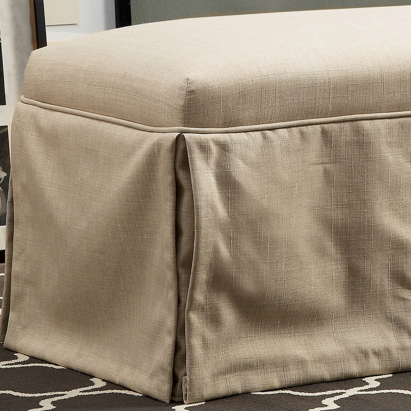 Furniture of America Dehlia Contemporary Skirted Dining Bench, Beige
