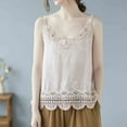 thumbnail image 3 of WCMZJ Women's Tank Tops Sleeveless Lace Embroidered Scalloped V Neck Undershirt Spaghetti Strap Layering Camisole Cami Tank Top, 3 of 3