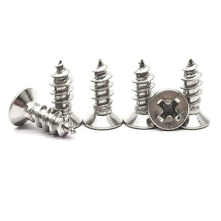 

25Pcs M5x10mm Phillips Flat Head Self Tapping Wood Screws 304 Stainless Steel Plastic and Metal.Coarse Threaded Sharp Point Self Tapping