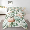 thumbnail image 2 of jejeloiu Rustic Pumpkin Queen Comforter Set,Autumn Fall Leaves Bedding Sets,White Teal Orange Bedding Comforter Set For Adult,Super Cozy Room Decor Reversible,3-Piece, 2 of 8