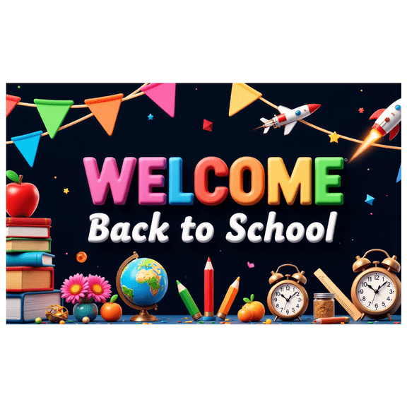 Colorful Design Back to School Banner Educational Theme Classroom Decor Welcome Sign for School Event Teacher's Day