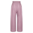 thumbnail image 4 of Women's Wide Leg Pants Fashion Embroidery Prints High Waisted Cotton Linen Side Pleated Pants Casual Loose Straight Trousers with Pockets Purple L, 4 of 7