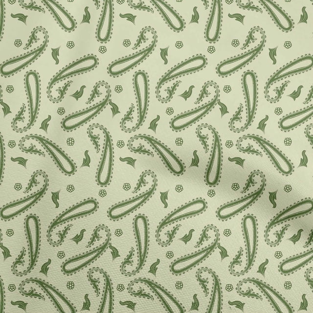 oneOone Polyester Spandex Light Green Fabric Asian Contemporary Paisley Sewing Craft Projects Fabric Prints By Yard 56 Inch Wide