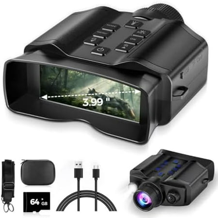 Night Vision Goggles for Adults 3.99 HD Screen & 10000mAh Rechargeable 4K Night Vision Binoculars with 64GB Card for Hunting Camping Surveillance