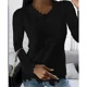 thumbnail image 1 of Blusa informal de manga larga con cuello en V para mujer, camisa de calle de Color liso con retazos de encaje, Sexy, a la moda, novedad de otoño, 2024, 1 of 4